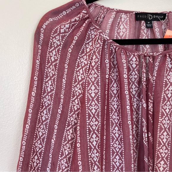 NWOT Fred David | Mauve Bohemian Blouse | Size Medium - Picture 3 of 7
